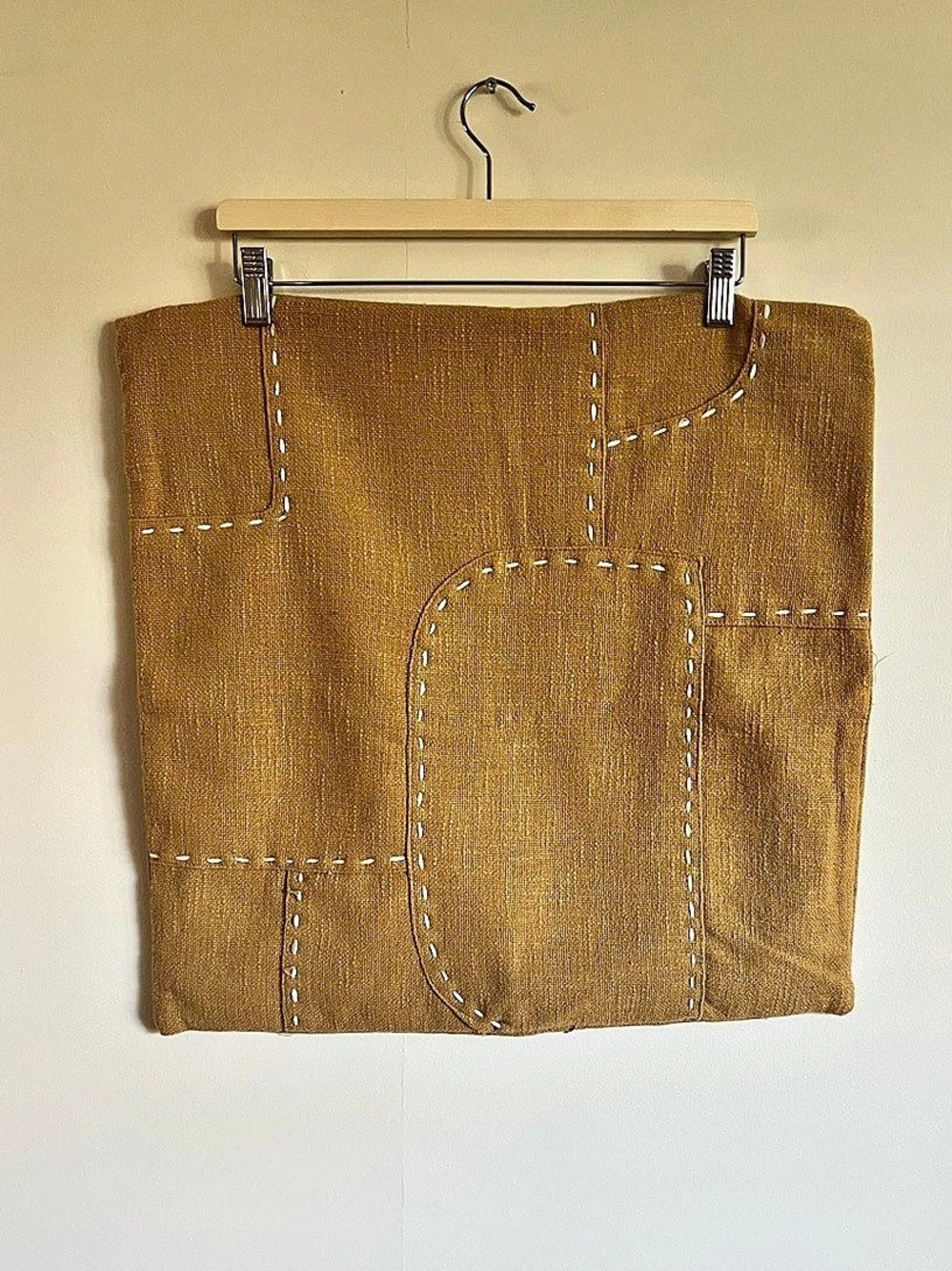 Mustard Textured Cotton Geometric Throw Pillow 20x20